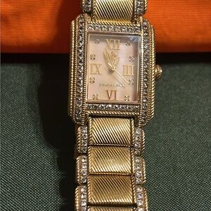 Judith Ripka 3.80 CTTW Diamonique and Stainless Steel Regent Watch New Battery